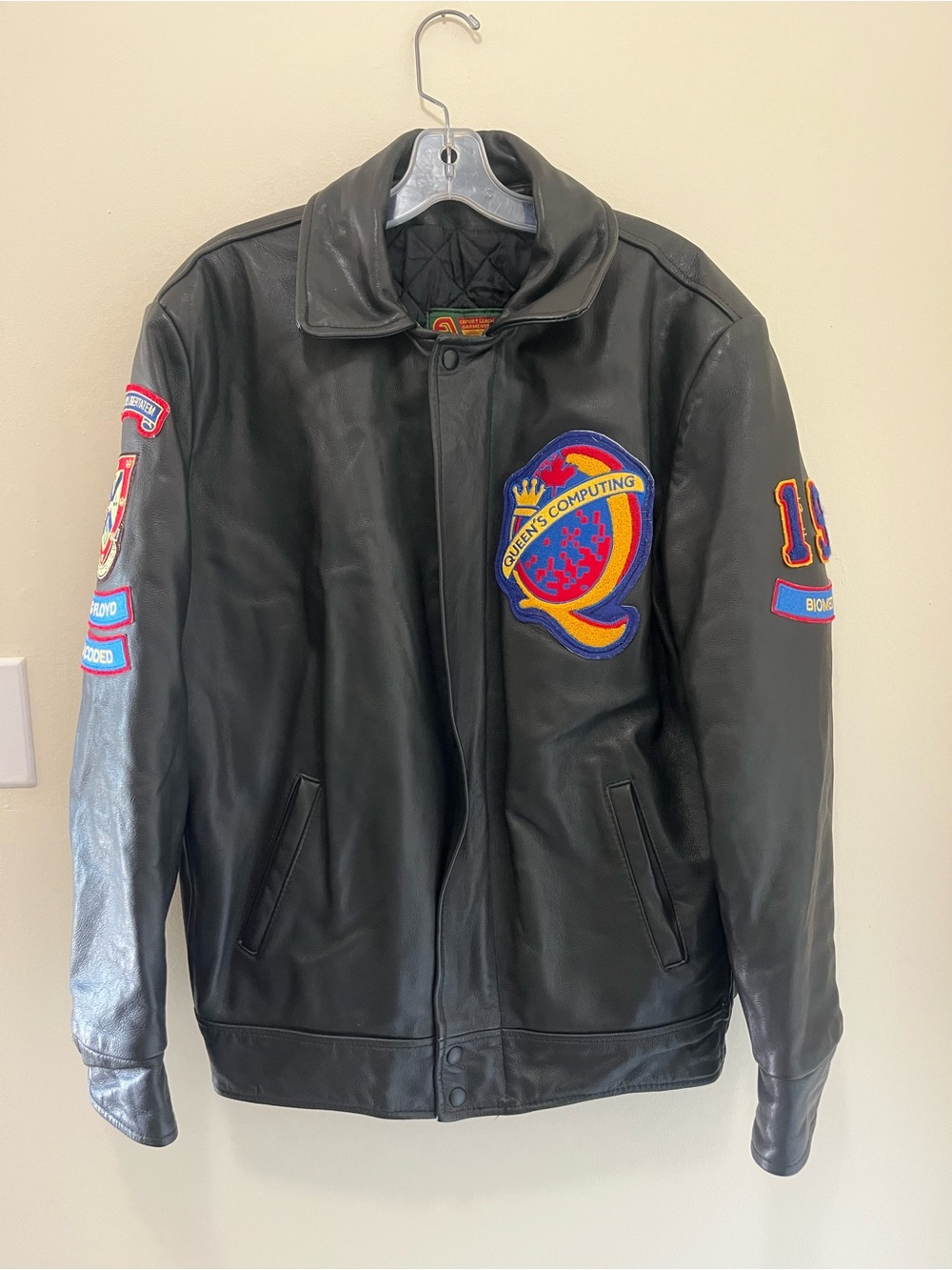 Vintage Queen’s University Computing Leather Faculty Jacket 2019 Biomedical